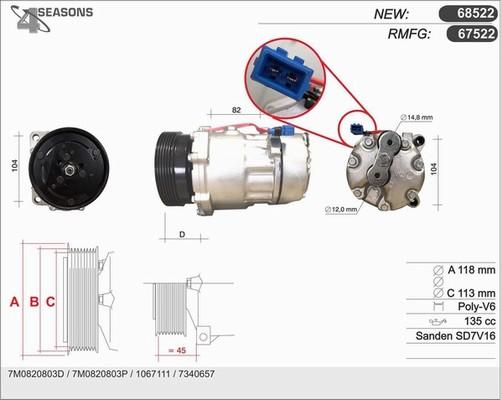 AHE 67522 - Компресор, кондиціонер autocars.com.ua