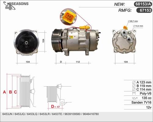 AHE 68153/A - Компресор, кондиціонер autocars.com.ua