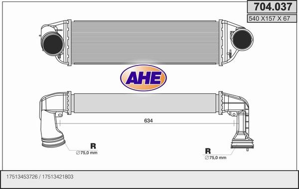 AHE 704.037 - Интеркулер autocars.com.ua