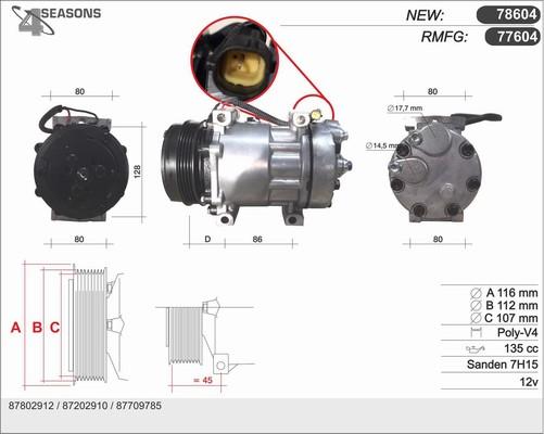 AHE 78604 - Компресор, кондиціонер autocars.com.ua