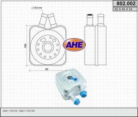 AHE 802.002 - Масляный радиатор, двигательное масло autodnr.net