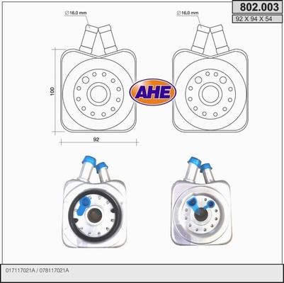 AHE 802.003 - Масляний радіатор, рухове масло autocars.com.ua