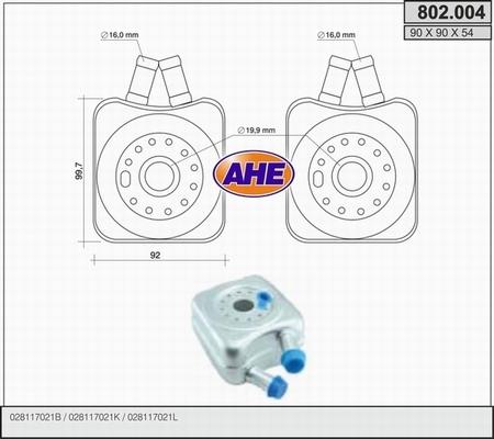 AHE 802.004 - Масляний радіатор, рухове масло autocars.com.ua