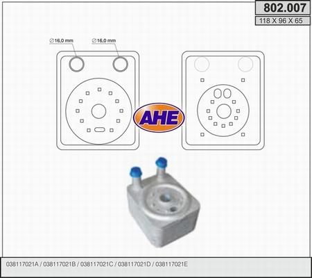 AHE 802.007 - Масляний радіатор, рухове масло autocars.com.ua