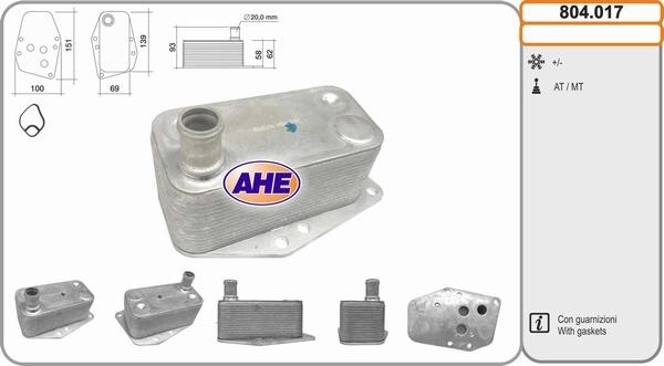 AHE 804.017 - Масляний радіатор, рухове масло autocars.com.ua