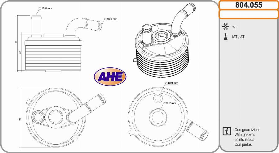 AHE 804.055 - Масляний радіатор, рухове масло autocars.com.ua