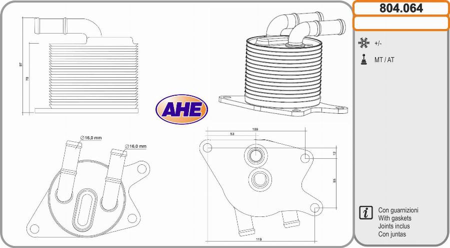 AHE 804.064 - Масляний радіатор, рухове масло autocars.com.ua