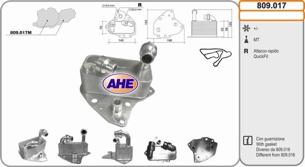 AHE 809.017 - Масляний радіатор, рухове масло autocars.com.ua