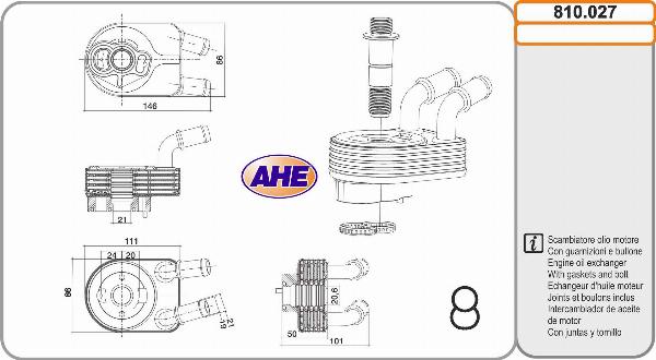AHE 810.027 - Масляний радіатор, рухове масло autocars.com.ua