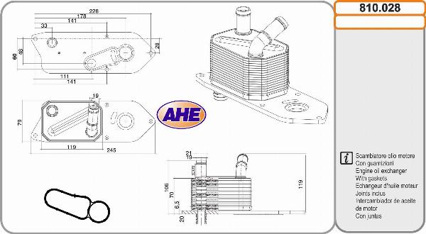 AHE 810.028 - Масляний радіатор, рухове масло autocars.com.ua