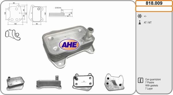 AHE 818.009 - Масляний радіатор, рухове масло autocars.com.ua