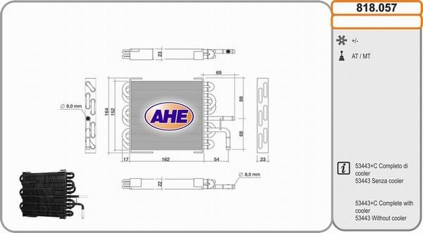 AHE 818.057 - Масляний радіатор, рухове масло autocars.com.ua