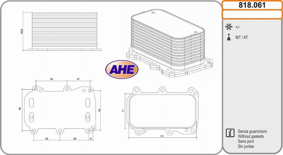 AHE 818.061 - Масляний радіатор, рухове масло autocars.com.ua