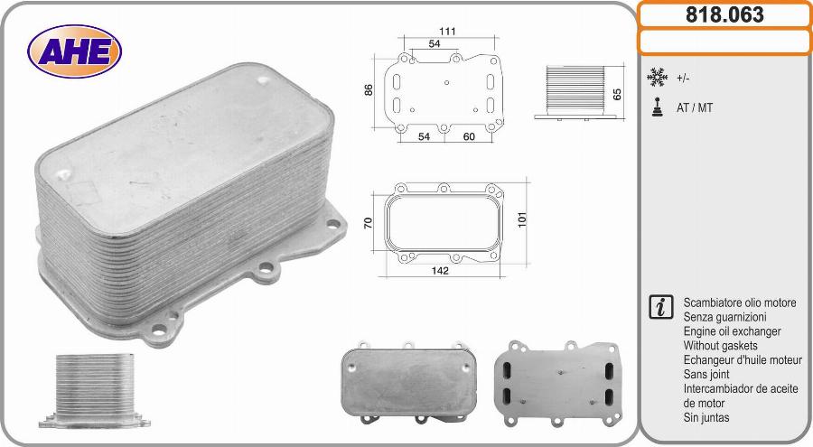 AHE 818.063 - Масляний радіатор, рухове масло autocars.com.ua