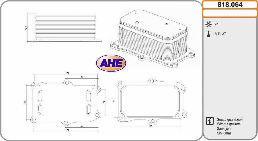 AHE 818.064 - Масляний радіатор, рухове масло autocars.com.ua