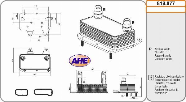 AHE 818.077 - Масляний радіатор, рухове масло autocars.com.ua