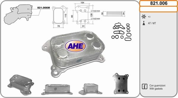 AHE 821.006 - Масляний радіатор, рухове масло autocars.com.ua