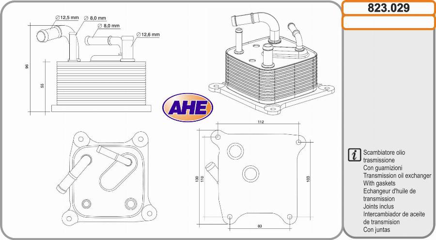 AHE 823.029 - Масляний радіатор, рухове масло autocars.com.ua