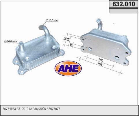 AHE 832.010 - Масляний радіатор, рухове масло autocars.com.ua