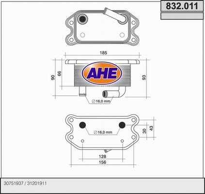 AHE 832.011 - Масляний радіатор, рухове масло autocars.com.ua