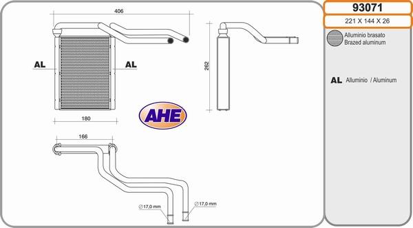 AHE 93071 - Теплообмінник, опалення салону autocars.com.ua