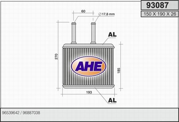 AHE 93087 - Теплообменник, отопление салона autodnr.net