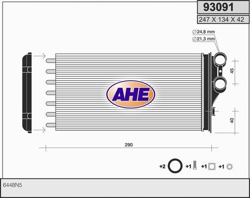 AHE 93091 - Теплообмінник, опалення салону autocars.com.ua
