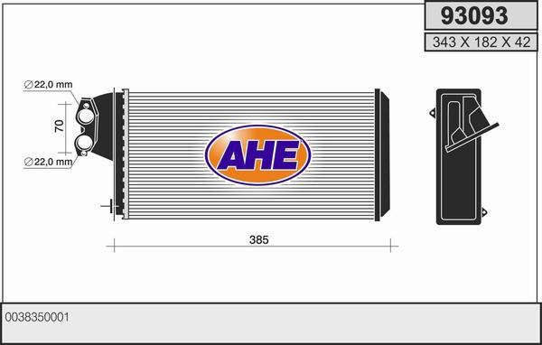 AHE 93093 - Теплообмінник, опалення салону autocars.com.ua