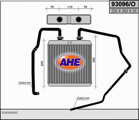 AHE 93096/O - Теплообмінник, опалення салону autocars.com.ua