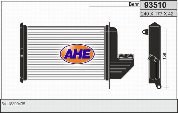 AHE 93510 - Теплообмінник, опалення салону autocars.com.ua