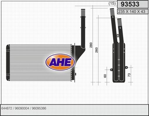 AHE 93533 - Теплообмінник, опалення салону autocars.com.ua