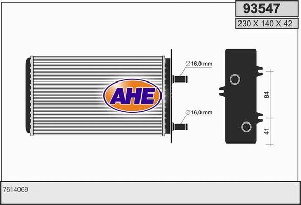 AHE 93547 - Теплообмінник, опалення салону autocars.com.ua