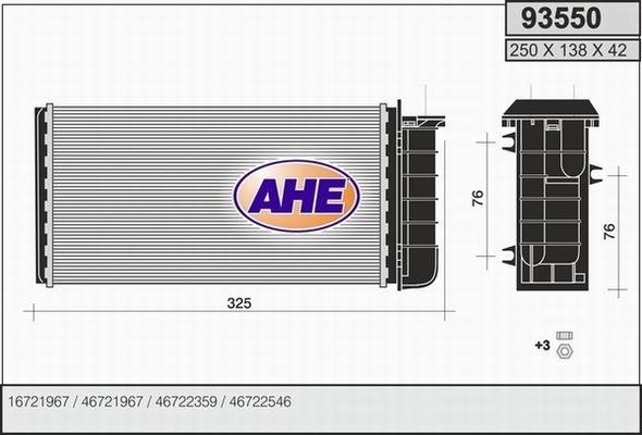 AHE 93550 - Теплообмінник, опалення салону autocars.com.ua