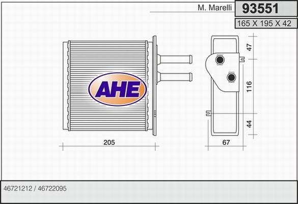 AHE 93551 - Теплообмінник, опалення салону autocars.com.ua