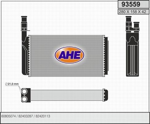 AHE 93559 - Теплообмінник, опалення салону autocars.com.ua