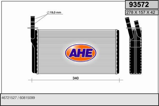 AHE 93572 - Теплообмінник, опалення салону autocars.com.ua