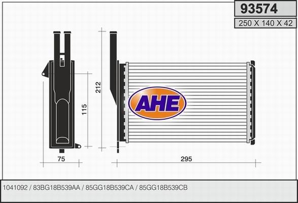AHE 93574 - Теплообмінник, опалення салону autocars.com.ua