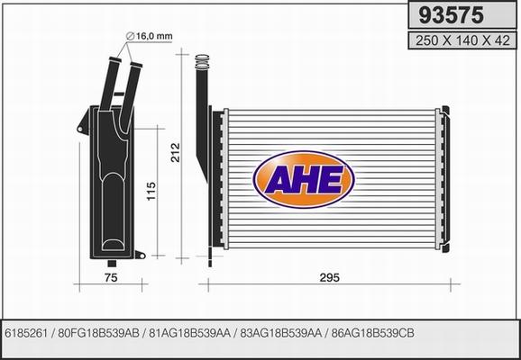 AHE 93575 - Теплообмінник, опалення салону autocars.com.ua