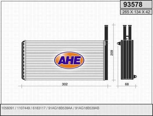 AHE 93578 - Теплообмінник, опалення салону autocars.com.ua