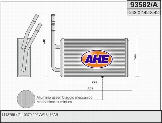AHE 93582/A - Теплообмінник, опалення салону autocars.com.ua