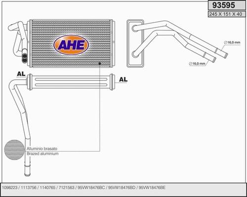 AHE 93595 - Теплообмінник, опалення салону autocars.com.ua