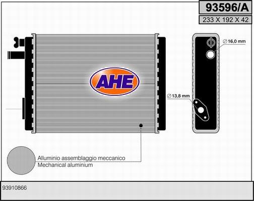 AHE 93596/A - Теплообмінник, опалення салону autocars.com.ua