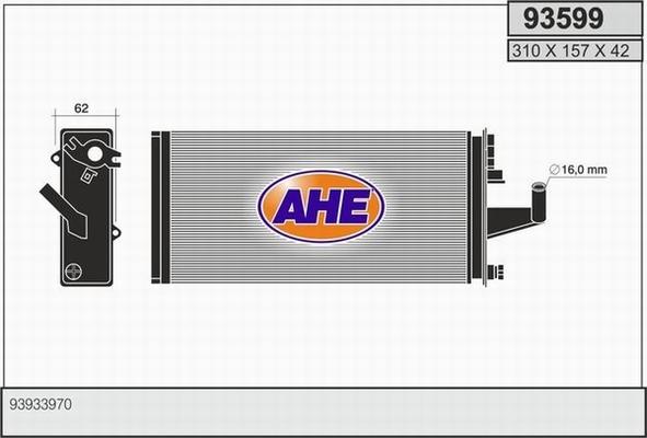 AHE 93599 - Теплообмінник, опалення салону autocars.com.ua