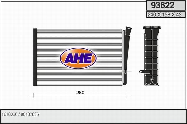 AHE 93622 - Теплообмінник, опалення салону autocars.com.ua