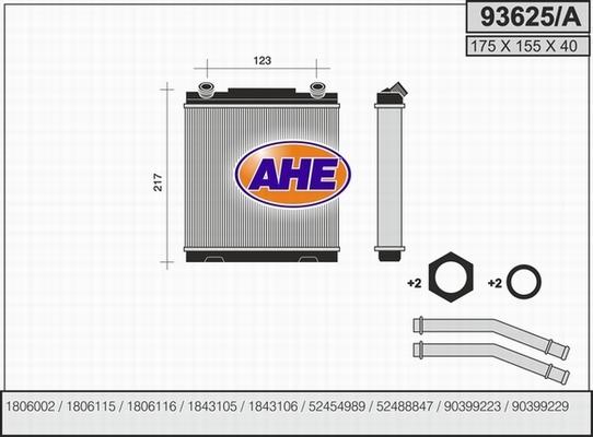 AHE 93625/A - Теплообмінник, опалення салону autocars.com.ua