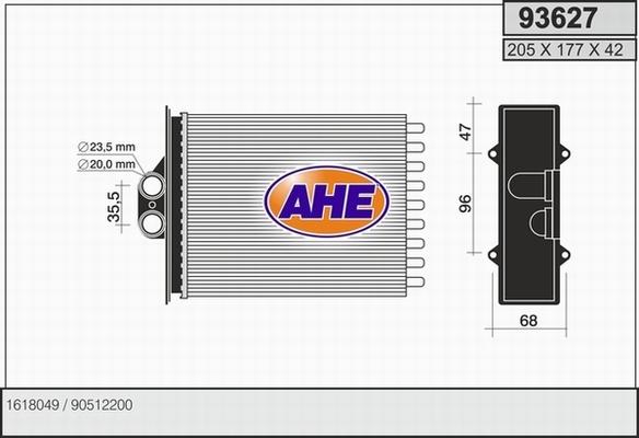 AHE 93627 - Теплообмінник, опалення салону autocars.com.ua