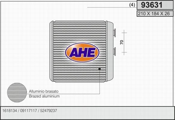 AHE 93631 - Теплообмінник, опалення салону autocars.com.ua