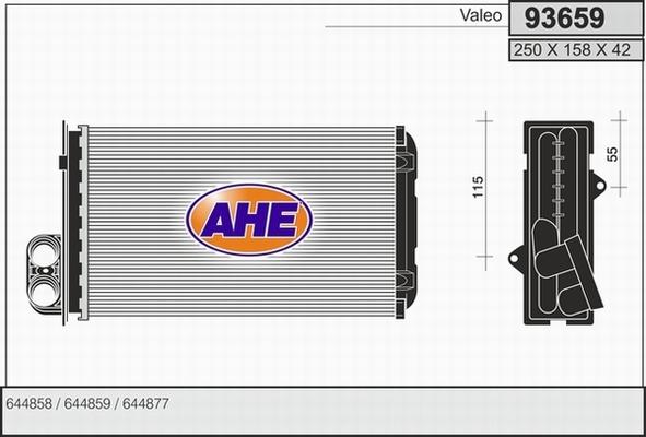 AHE 93659 - Теплообмінник, опалення салону autocars.com.ua