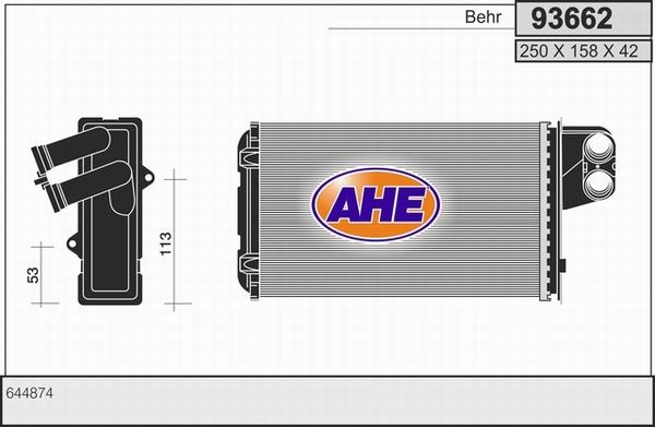AHE 93662 - Теплообмінник, опалення салону autocars.com.ua