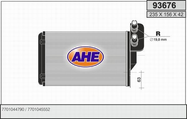 AHE 93676 - Теплообмінник, опалення салону autocars.com.ua